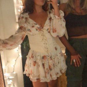 Fashion Nova Floral Lace-Up Mini Dress